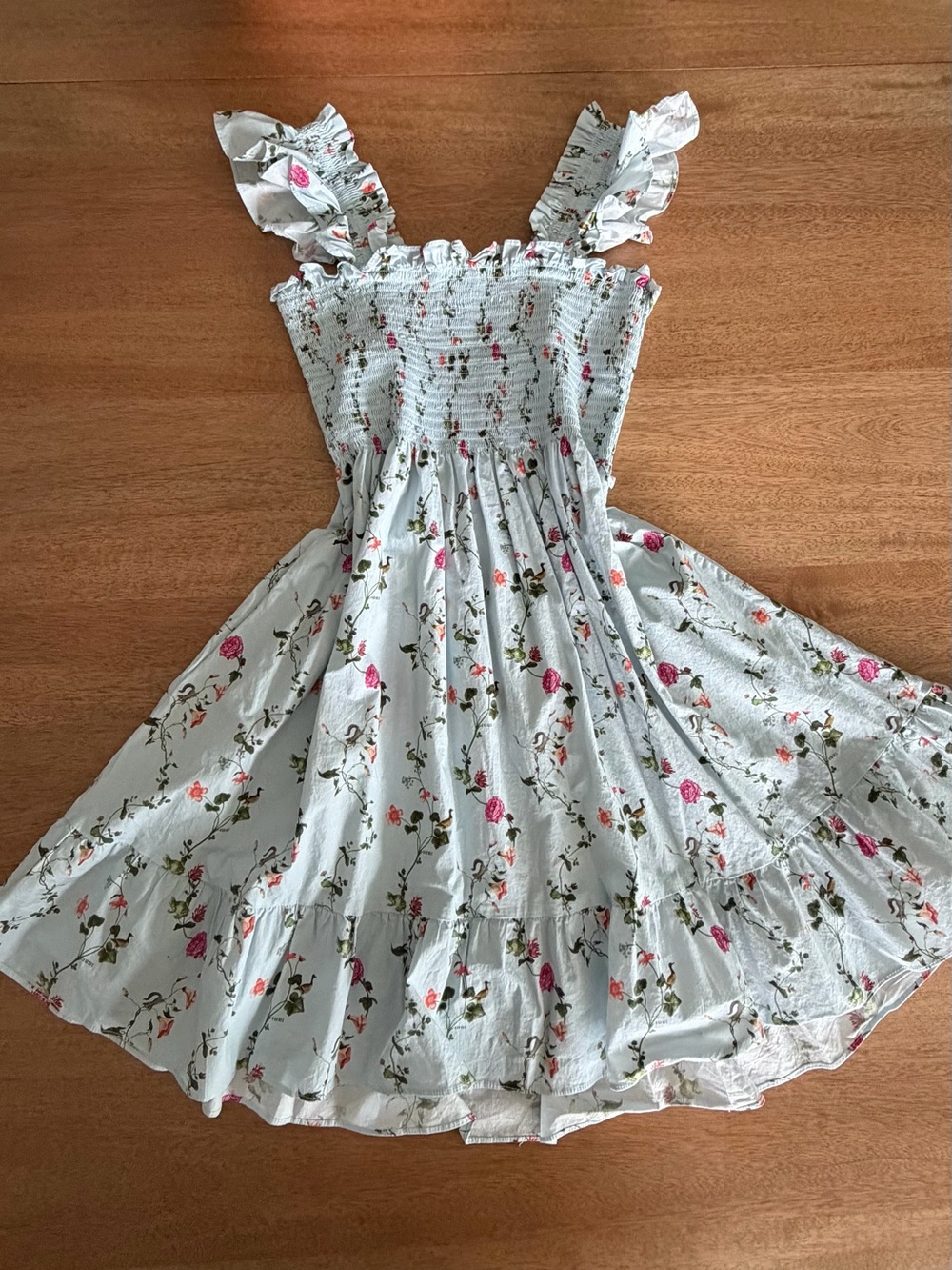 Hill House Home Ellie Nap Dress Small Pond Floral Smocked Ruffle Cottagecore